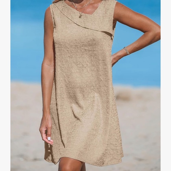 NIP CUPSHE Women's Casual Mini Dress Foldover V Neck Sleeveless A Line Dress - Picture 6 of 9